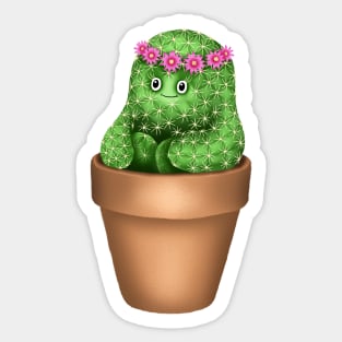 Cute Cactus (Pink Background) Sticker
